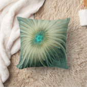 抽象芸術セージ緑ファンタジーフラワーフラクタルアート クッション (ブランケット)