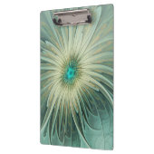 抽象芸術セージ緑ファンタジーフラワーフラクタルアート クリップボード (左)