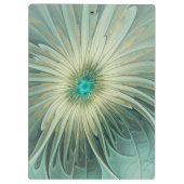 抽象芸術セージ緑ファンタジーフラワーフラクタルアート クリップボード (裏面)