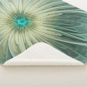 抽象芸術セージ緑ファンタジーフラワーフラクタルアート シェルパブランケット (3/4)