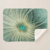 抽象芸術セージ緑ファンタジーフラワーフラクタルアート シェルパブランケット (正面(横))