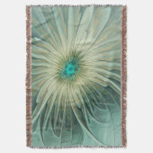 抽象芸術セージ緑ファンタジーフラワーフラクタルアート スローブランケット (正面縦)