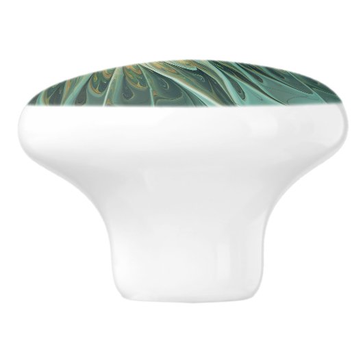 抽象芸術セージ緑ファンタジーフラワーフラクタルアート セラミックノブ (側面)