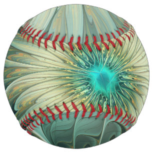 抽象芸術セージ緑ファンタジーフラワーフラクタルアート ソフトボール