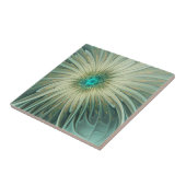 抽象芸術セージ緑ファンタジーフラワーフラクタルアート タイル (側面)