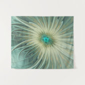 抽象芸術セージ緑ファンタジーフラワーフラクタルアート タペストリー (正面(横))