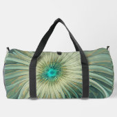 抽象芸術セージ緑ファンタジーフラワーフラクタルアート ダッフルバッグ (裏面)