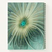 抽象芸術セージ緑ファンタジーフラワーフラクタルアート ノートブック (裏面)