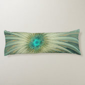 抽象芸術セージ緑ファンタジーフラワーフラクタルアート ボディピロー (裏面)