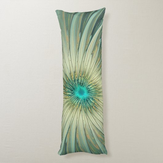 抽象芸術セージ緑ファンタジーフラワーフラクタルアート ボディピロー (裏面 (縦))