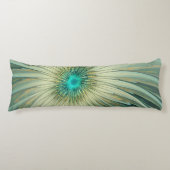 抽象芸術セージ緑ファンタジーフラワーフラクタルアート ボディピロー (正面)