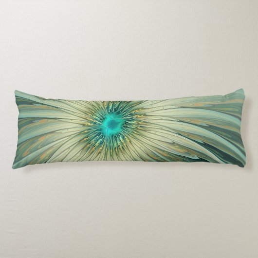 抽象芸術セージ緑ファンタジーフラワーフラクタルアート ボディピロー (正面)