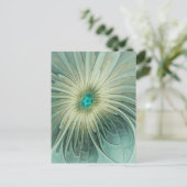 抽象芸術セージ緑ファンタジーフラワーフラクタルアート ポストカード (スタンド正面)