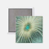 抽象芸術セージ緑ファンタジーフラワーフラクタルアート マグネット (正面/裏面)