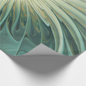 抽象芸術セージ緑ファンタジーフラワーフラクタルアート ラッピングペーパー (角)