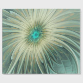 抽象芸術セージ緑ファンタジーフラワーフラクタルアート ラッピングペーパー (フラット)