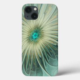 抽象芸術セージ緑ファンタジーフラワーフラクタルアート iPhone 13ケース