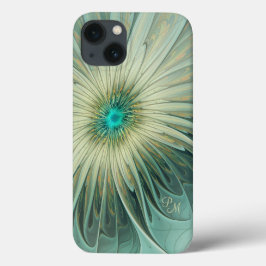 抽象芸術セージ緑ファンタジーフラワーフラクタルカスタム iPhone 13ケース
