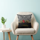 抽象芸術ゼブラフラワーレッド白黒金ゴールド         クッション (椅子)