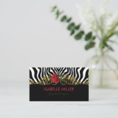 抽象芸術ゼブラフラワーレッド白黒金ゴールド         名刺 (スタンド正面)