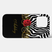 抽象芸術ゼブラフラワーレッド白黒金ゴールド Case-Mate iPhoneケース (裏面 (横))
