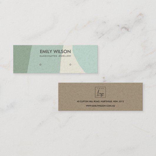 抽象芸術ソフトアクアブルーモダンアートスタッドディスプレイ スキニー名刺 (正面/裏面)