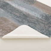 抽象芸術ソフトウエスグレーベージュスチールブルー&ブラウン シェルパブランケット (3/4)