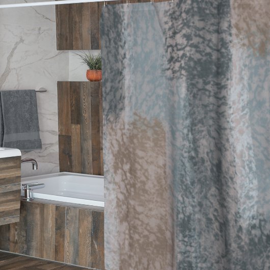 抽象芸術ソフトウエスグレーベージュスチールブルー&ブラウン シャワーカーテン