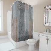 抽象芸術ソフトウエスグレーベージュスチールブルー&ブラウン シャワーカーテン (インサイチュ)