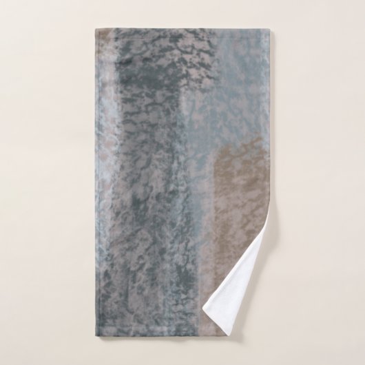 抽象芸術ソフトウエスグレーベージュスチールブルー&ブラウン バスタオルセット (ハンドタオル)