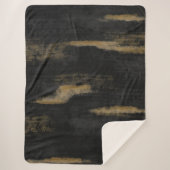 抽象芸術ソフトハウス深い木炭&金ゴールド シェルパブランケット (正面)