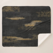 抽象芸術ソフトハウス深い木炭&金ゴールド シェルパブランケット (正面(横))