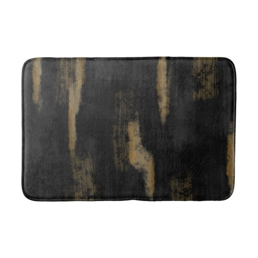 抽象芸術ソフトハウス深い木炭&金ゴールド バスマット (正面)