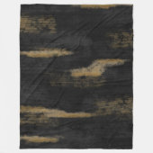 抽象芸術ソフトハウス深い木炭&金ゴールド フリースブランケット (正面)