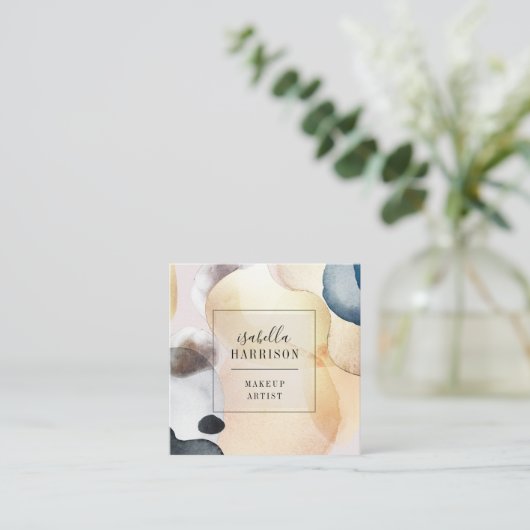 抽象芸術ソフトパステルシェイプズメイクアップアーティスト スクエア名刺 (スタンド正面)