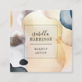 抽象芸術ソフトパステルシェイプズメイクアップアーティスト スクエア名刺