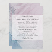 *~*抽象芸術ソフトパステルダスティバラピンクブルー 招待状 (正面/裏面)