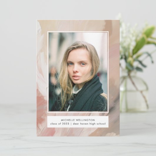 抽象芸術ソフトパステル写真卒業 案内状 (スタンド正面)