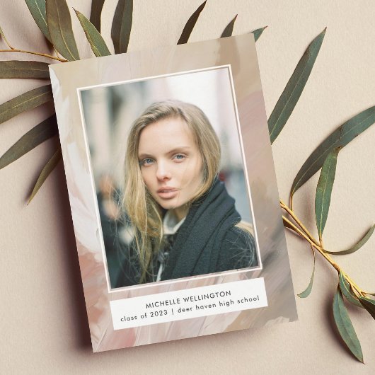 抽象芸術ソフトパステル写真卒業 案内状