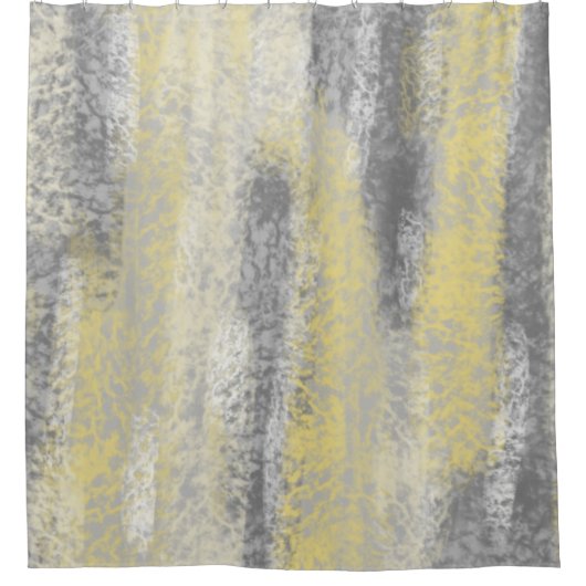 抽象芸術ソフトヒュスグレーイエロー シャワーカーテン (正面)