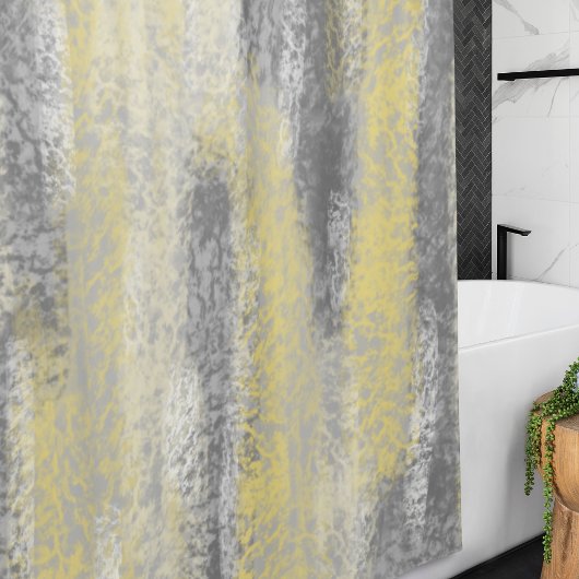 抽象芸術ソフトヒュスグレーイエロー シャワーカーテン