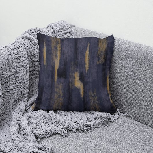 抽象芸術ソフトヒュース深いブルー&金ゴールド クッション