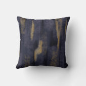 抽象芸術ソフトヒュース深いブルー&金ゴールド クッション (裏面)