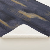 抽象芸術ソフトヒュース深いブルー&金ゴールド シェルパブランケット (3/4)