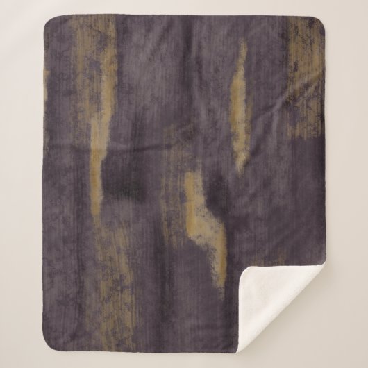 抽象芸術ソフトヒュース深いプラム&金ゴールド シェルパブランケット (正面)