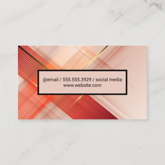 抽象芸術ソフトピンクと金ゴールド線 名刺 (裏面)