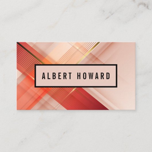 抽象芸術ソフトピンクと金ゴールド線 名刺 (正面)