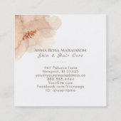 ~*抽象芸術ソフトピーチベージュフローラ水彩 スクエア名刺 (裏面)