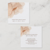 ~*抽象芸術ソフトピーチベージュフローラ水彩 スクエア名刺 (正面/裏面)