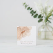 ~*抽象芸術ソフトピーチベージュフローラ水彩 スクエア名刺 (スタンド正面)